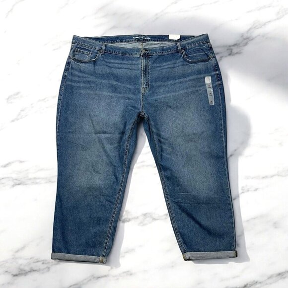 Old Navy Mid Rise Boyfriend Straight Jeans Plus Size 28 Sonny Wash Cuffed 801720 - Picture 3 of 10